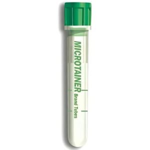 BD Lithium Heparin Microtainer with Microgard Mini Blood collection tube - 200-400ul Pack of 100 (365965)